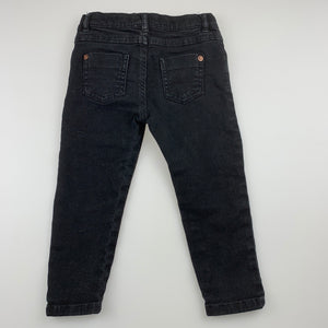 Girls Target, black stretch denim jeans, adjustable, Inside leg: 30cm, EUC, size 2