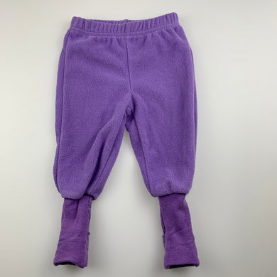 Unisex Snugabye, convert-a-foot purple fleece pants / bottoms, GUC, size 3 months