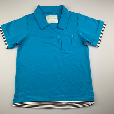 Girls Peekaboo Beans, blue stretchy polo shirt / top, EUC, size 8
