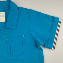 Load image into Gallery viewer, Girls Peekaboo Beans, blue stretchy polo shirt / top, EUC, size 8