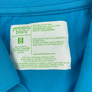 Girls Peekaboo Beans, blue stretchy polo shirt / top, EUC, size 8
