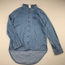 Load image into Gallery viewer, Girls Clothing &amp; Co, blue chambray cotton long sleeve shirt, GUC, size 8