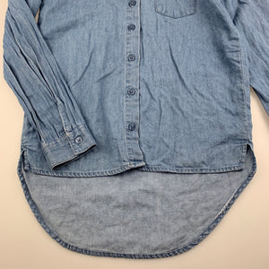 Girls Clothing & Co, blue chambray cotton long sleeve shirt, GUC, size 8