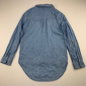 Girls Clothing & Co, blue chambray cotton long sleeve shirt, GUC, size 8