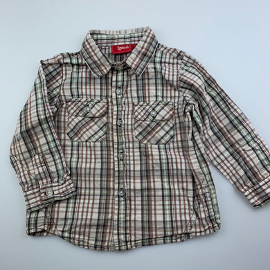 Boys Sprout, checked lightweight cotton long sleeve shirt, EUC, size 1