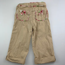 Load image into Gallery viewer, Girls Gymboree, beige cotton pants, adjustable, Inside leg: 25cm, GUC, size 2