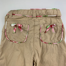 Load image into Gallery viewer, Girls Gymboree, beige cotton pants, adjustable, Inside leg: 25cm, GUC, size 2