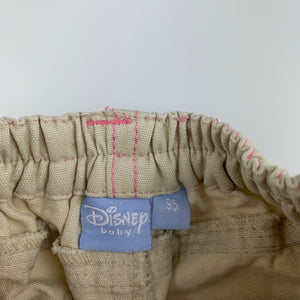 Girls Disney Baby, Winnie the Pooh beige cotton pants, elasticated, Inside leg: 30.5cm, GUC, size 2-3