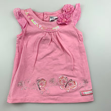 Load image into Gallery viewer, Girls Baby Baby, pink stretchy top, butterflies, GUC, size 00