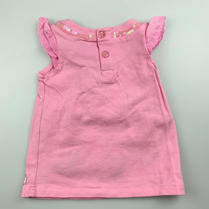 Girls Baby Baby, pink stretchy top, butterflies, GUC, size 00