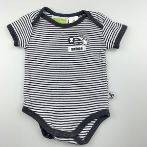 Unisex Fisher-Price, striped cotton bodysuit / romper, zebra, GUC, size 000