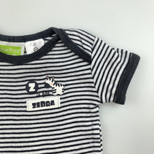 Load image into Gallery viewer, Unisex Fisher-Price, striped cotton bodysuit / romper, zebra, GUC, size 000