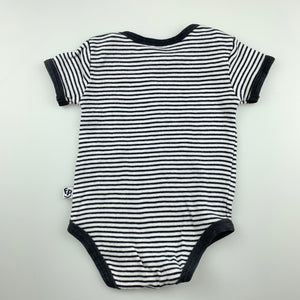 Unisex Fisher-Price, striped cotton bodysuit / romper, zebra, GUC, size 000