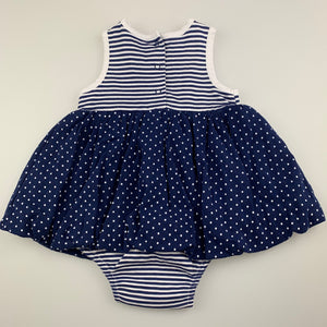 Girls Little Me, navy stripe cotton romper dress, EUC, size 0