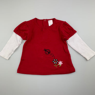 Girls Ollie's Place, cotton long sleeve top, light mark right cuff, FUC, size 0