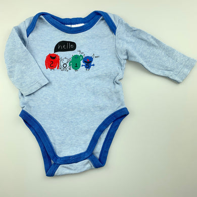 Boys Dymples, blue cotton bodysuit / romper, GUC, size 00