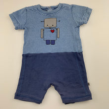 Load image into Gallery viewer, Boys Bebe by Minihaha, blue cotton romper, robot, GUC, size 000