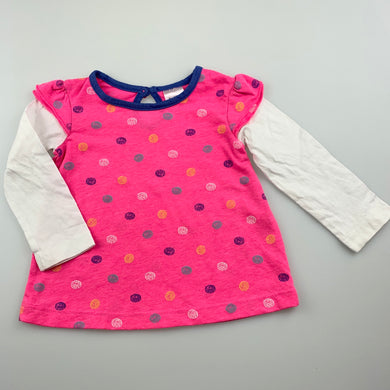 Girls Tiny Little Wonders, pink & white long sleeve top, GUC, size 0