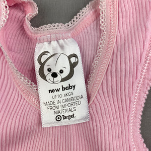 Girls Target, Baby, pink ribbed cotton singlet top, EUC, size 0000