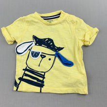 Load image into Gallery viewer, Boys F&amp;F, yellow cotton t-shirt / top, dog, EUC, size 000