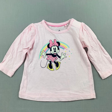 Girls Disney Baby, Minnie Mouse cotton long sleeve top, EUC, size 00