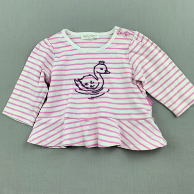 Girls Pumpkin Patch, soft cotton long sleeve top, swan, EUC, size 00