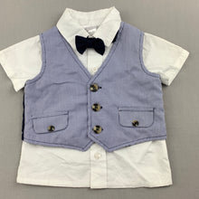 Load image into Gallery viewer, Boys Baby Baby, cotton shirt, waistcoat &amp; bow tie set, NEVER WORN, EUC, size 00