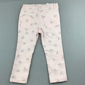 Girls Anko, pink stretch cotton pants, adjustable, Inside leg: 29cm, NEW, size 1