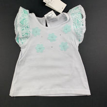 Load image into Gallery viewer, Girls Baby Baby, stretchy t-shirt / top, floral lace detail, NEW, size 00