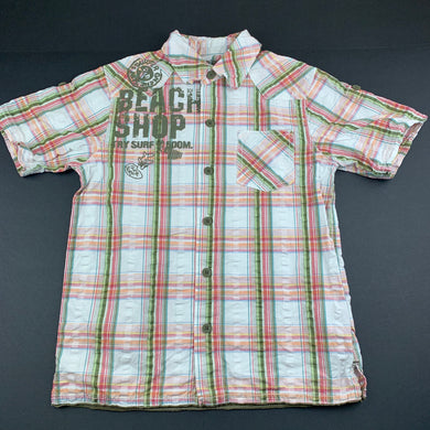 Boys Okaidi, checked cotton short sleeve shirt, GUC, size 10