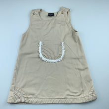 Load image into Gallery viewer, Girls Happy Kids, beige cotton casual dress, GUC, size 4, L: 48cm approx