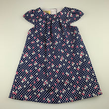 Load image into Gallery viewer, Girls Matilda&#39;s Wardrobe, cotton lined navy floral party dress, GUC, size 2, L: 48cm approx