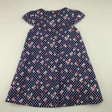 Load image into Gallery viewer, Girls Matilda&#39;s Wardrobe, cotton lined navy floral party dress, GUC, size 2, L: 48cm approx