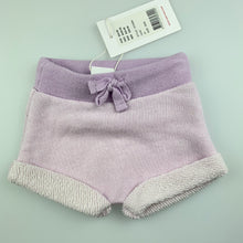 Load image into Gallery viewer, Girls Seed Baby, lilac cotton shorts, elasticated, NEW, size 0000,  