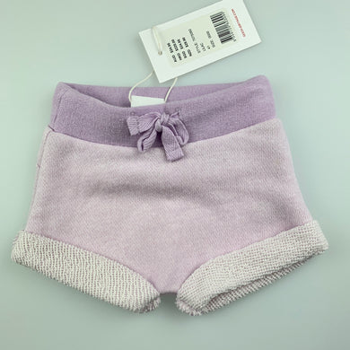 Girls Seed Baby, lilac cotton shorts, elasticated, NEW, size 0000,  