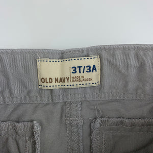 Boys Old Navy, grey cotton casual pants, adjustable, Inside leg: 36cm, EUC, size 3,  
