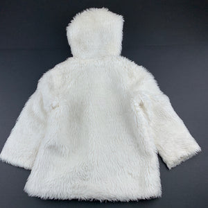 Girls vintage, cream faux fur jacket / coat, FUC, size 1,  