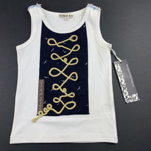 Load image into Gallery viewer, Boys Arthur Ave, white &amp; navy cotton pirate vest / top, NEW, size 2,  