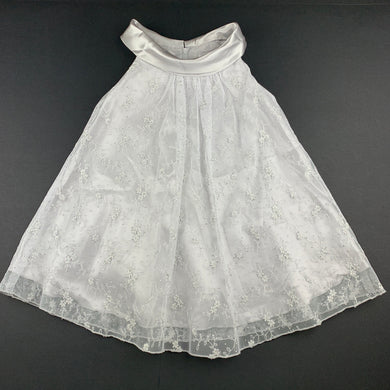 Girls Target, silver embroidered tulle party dress, EUC, size 2, L: 49cm approx