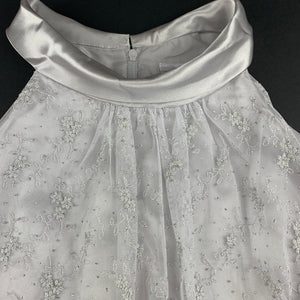 Girls Target, silver embroidered tulle party dress, EUC, size 2, L: 49cm approx