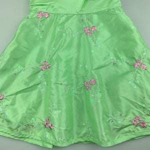 Girls Target, green embroidered floral lightweight party dress, EUC, size 1, L: 47cm approx