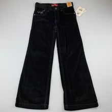 Load image into Gallery viewer, Girls Faded Glory, black cotton corduroy pants, adjustable, Inside leg: 55cm, NEW, size 6,  