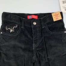 Load image into Gallery viewer, Girls Faded Glory, black cotton corduroy pants, adjustable, Inside leg: 55cm, NEW, size 6,  