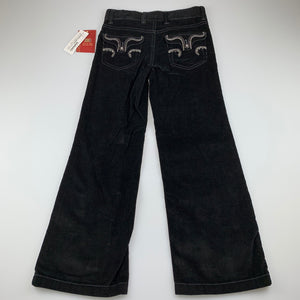 Girls Faded Glory, black cotton corduroy pants, adjustable, Inside leg: 55cm, NEW, size 6,  