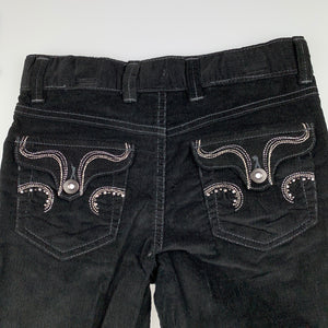 Girls Faded Glory, black cotton corduroy pants, adjustable, Inside leg: 55cm, NEW, size 6,  