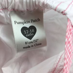 Girls Pumpkin Patch, white lightweight cotton playsuit, GUC, size 1