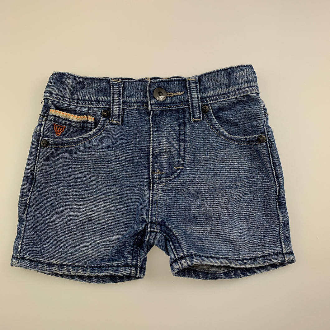 Boys Mooks, blue denim jean shorts, adjustable, GUC, size 1,  