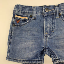 Load image into Gallery viewer, Boys Mooks, blue denim jean shorts, adjustable, GUC, size 1,  