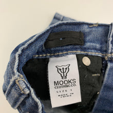 Load image into Gallery viewer, Boys Mooks, blue denim jean shorts, adjustable, GUC, size 1,  