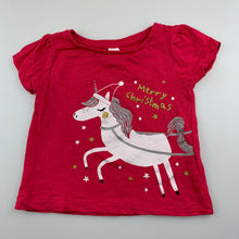 Load image into Gallery viewer, Girls Dymples, pink cotton Christmas unicorn t-shirt / top, EUC, size 00,  